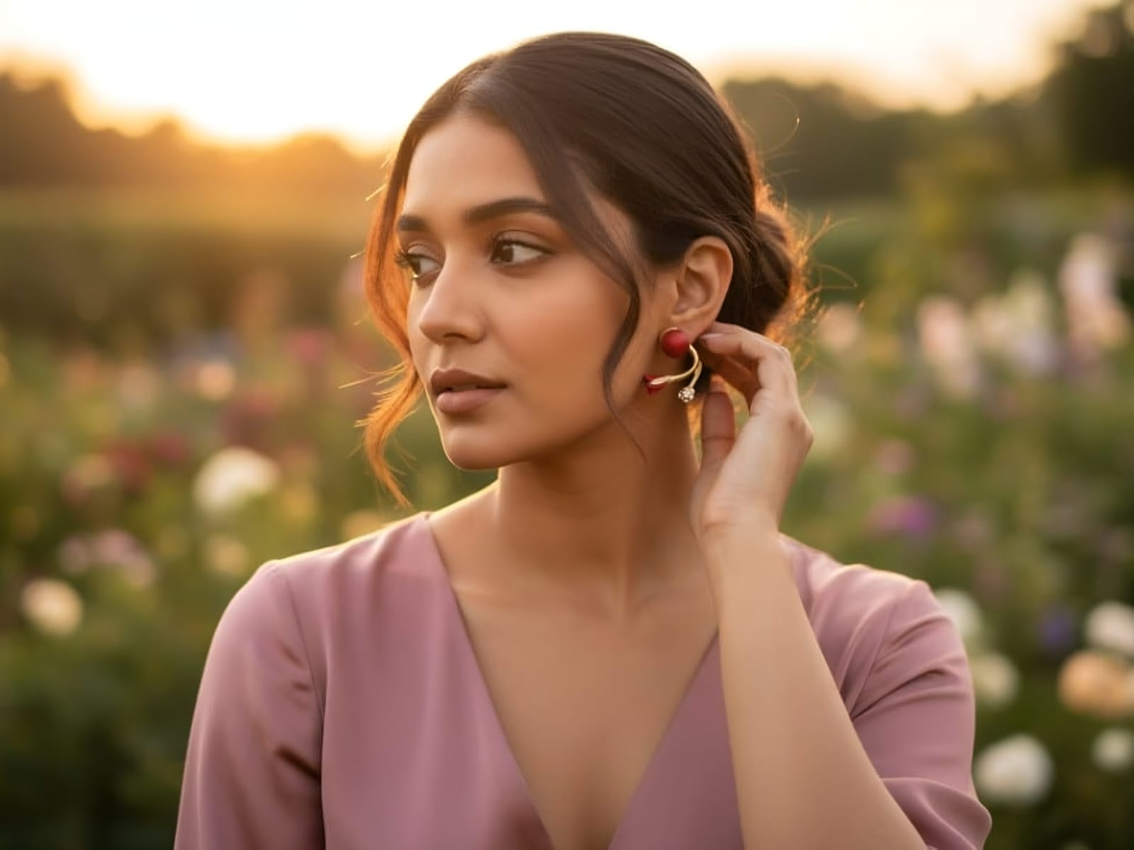 ST50T Red & Gold Designer Earrings – Elegant Contemporary Jewelry for Women